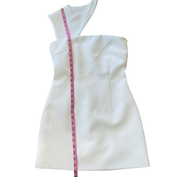 Ronny Kobo Medium Optic White Lunella Mini Sheath Dress Asymmetrical Neck $448 - Picture 7 of 15